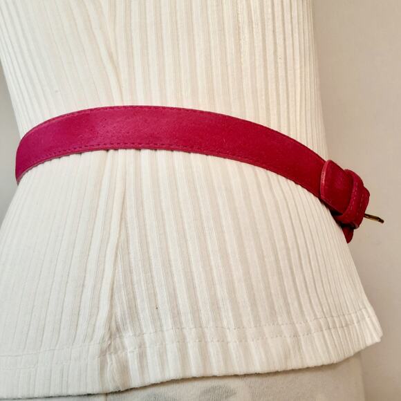 Strawbridge Clothier Fuchsia Pig Suede Belt Small Waist PVC Backing - Picture 4 of 11